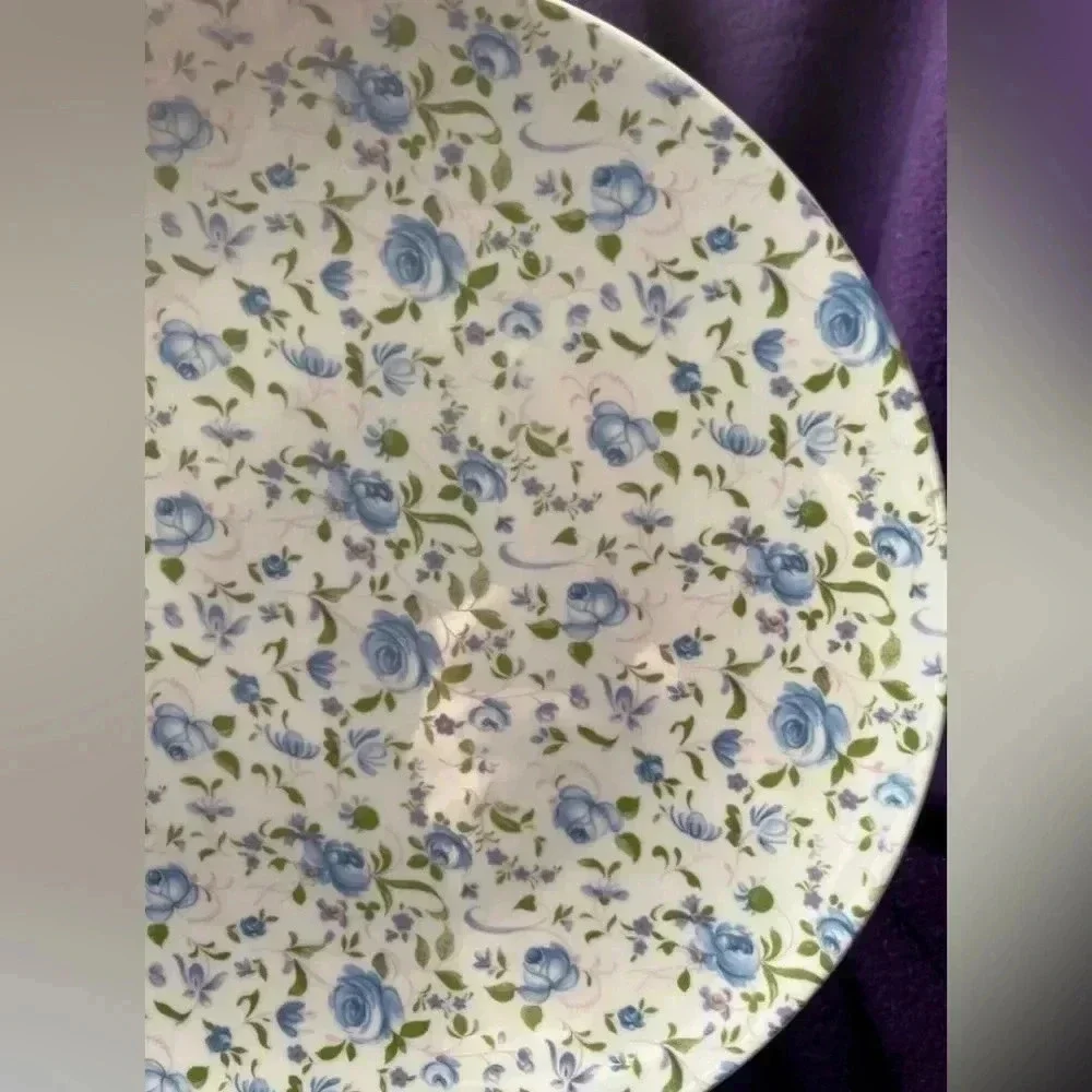 Springfield 1 Blue Floral Tea Rose Vintage 10” Dinner Luncheon 1 One Plate